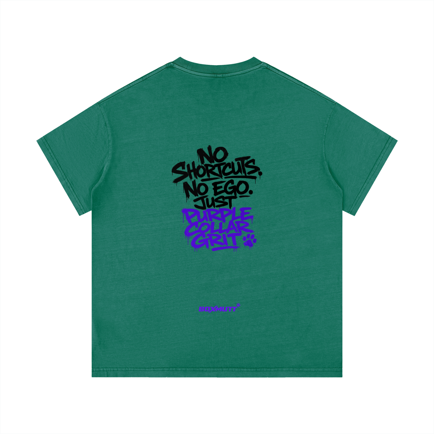 Vintage Wash Cotton T-Shirt | BOXMUTT No Shortcuts Graffiti