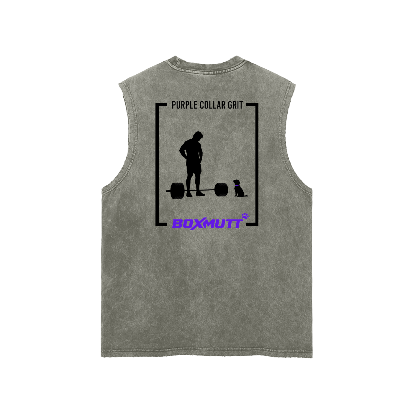 Heavyweight Frayed Hem Gym Tank Top | Snow Washed BOXMUTT Lifter