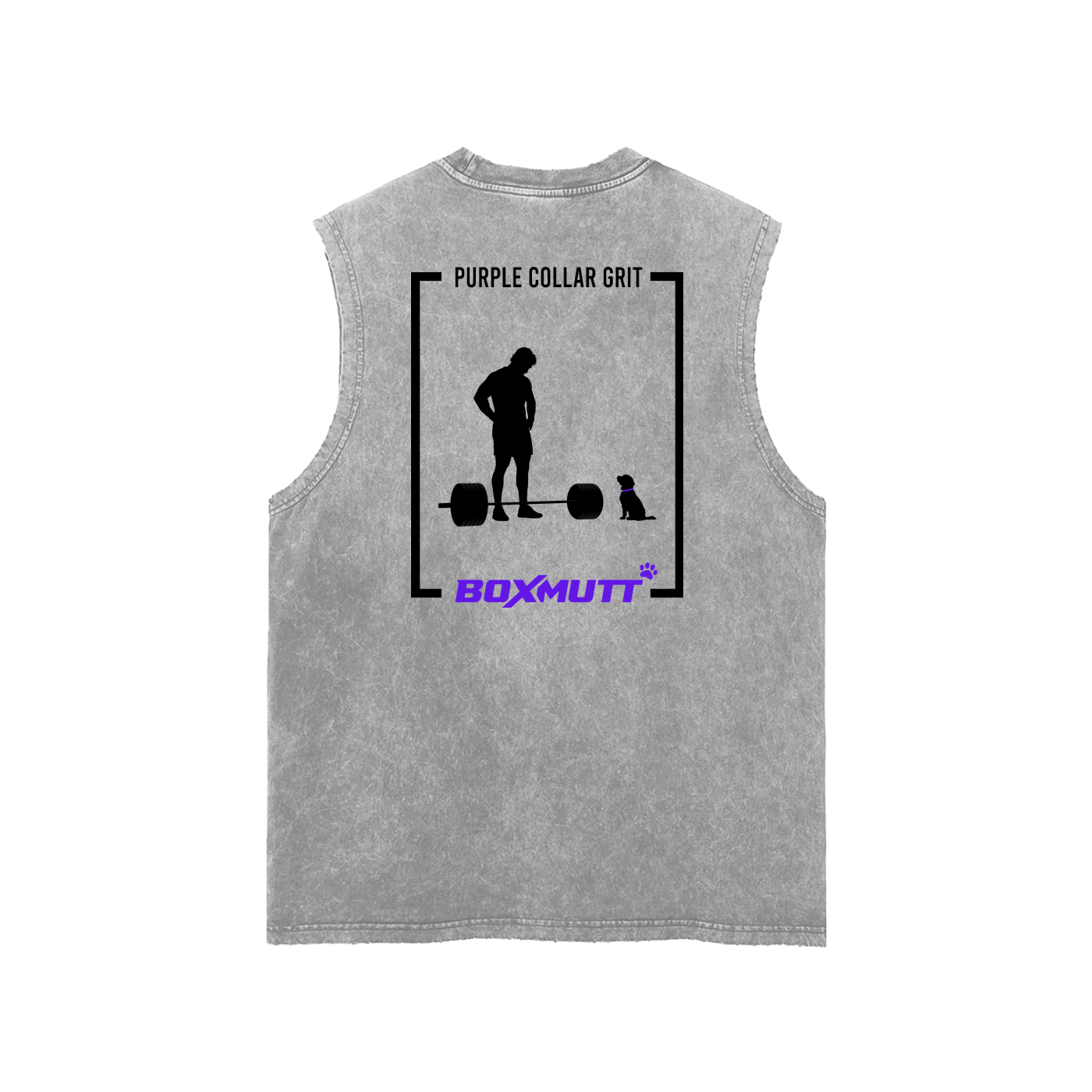 Heavyweight Frayed Hem Gym Tank Top | Snow Washed BOXMUTT Lifter