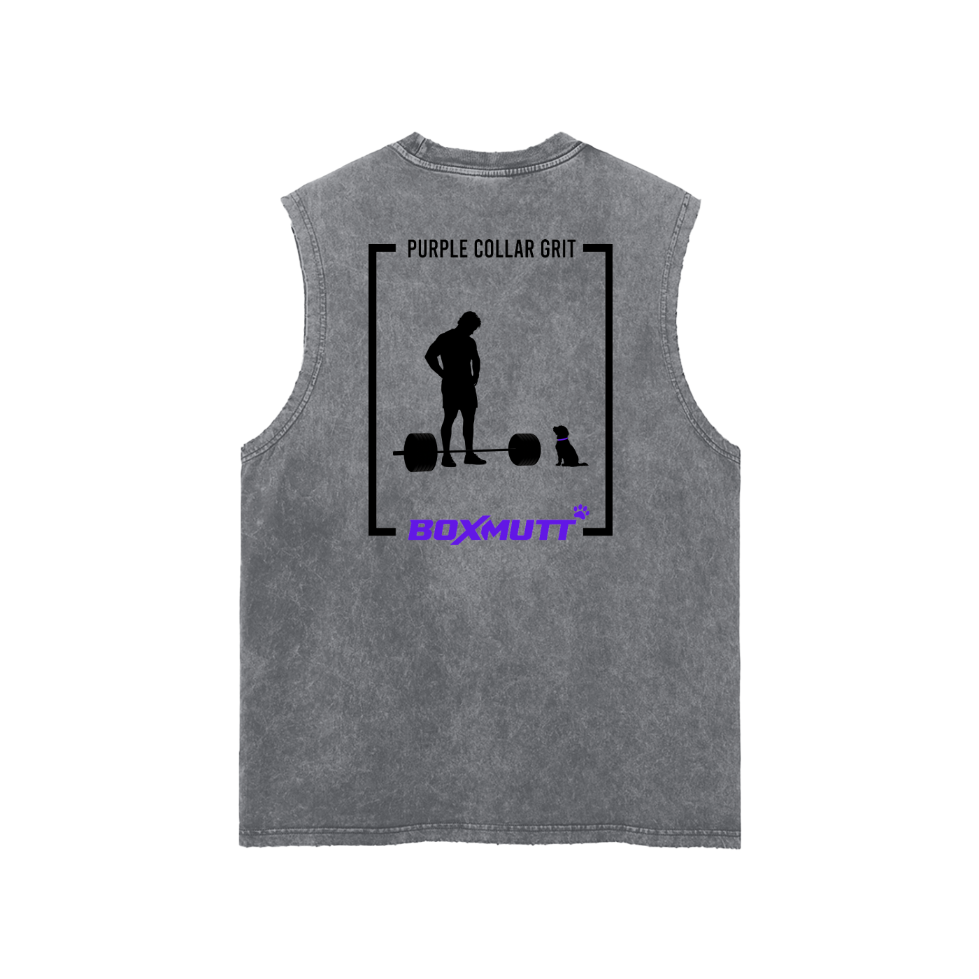 Heavyweight Frayed Hem Gym Tank Top | Snow Washed BOXMUTT Lifter