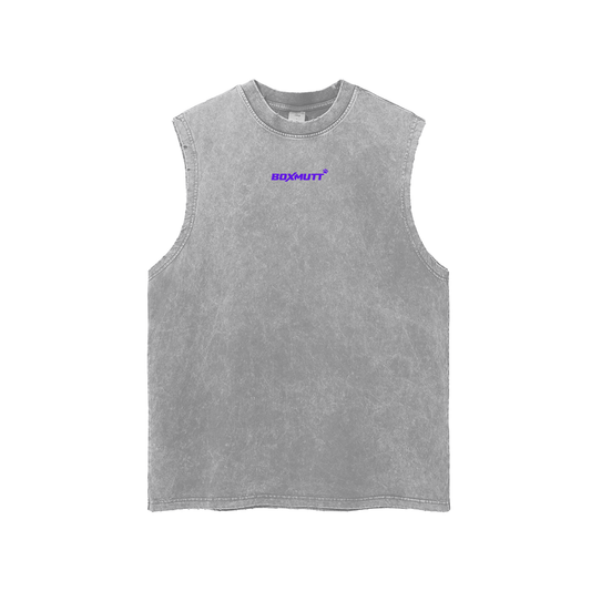 Heavyweight Frayed Hem Gym Tank Top | Snow Washed BOXMUTT Lifter