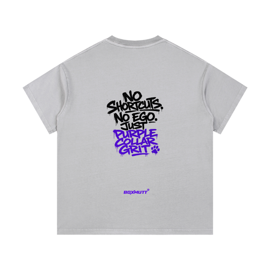 Vintage Wash Cotton T-Shirt | BOXMUTT No Shortcuts Graffiti