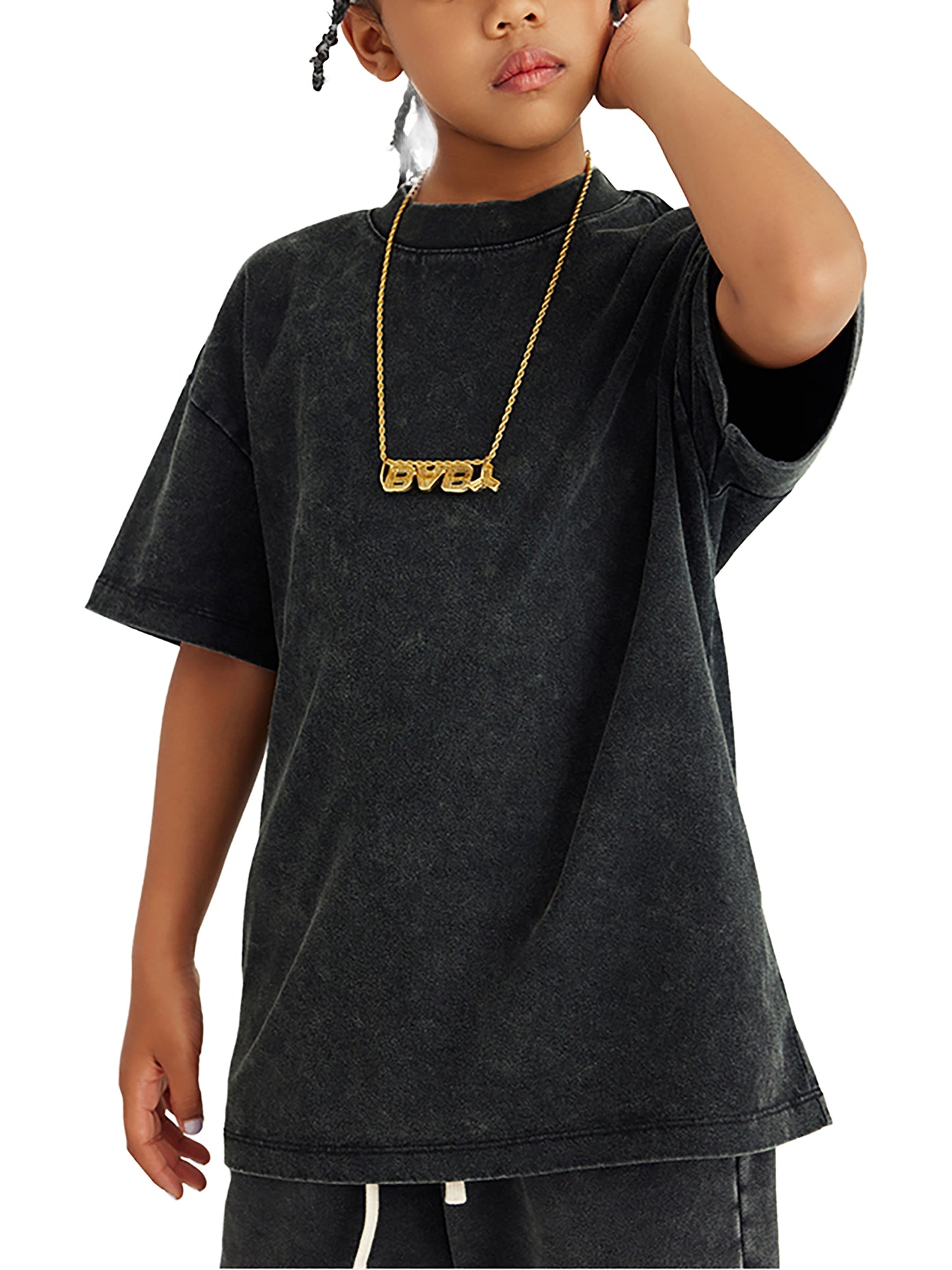 Kid's Heavyweight Oversized T-Shirt | Snow Washed BOXMUTT Sit Stay Play